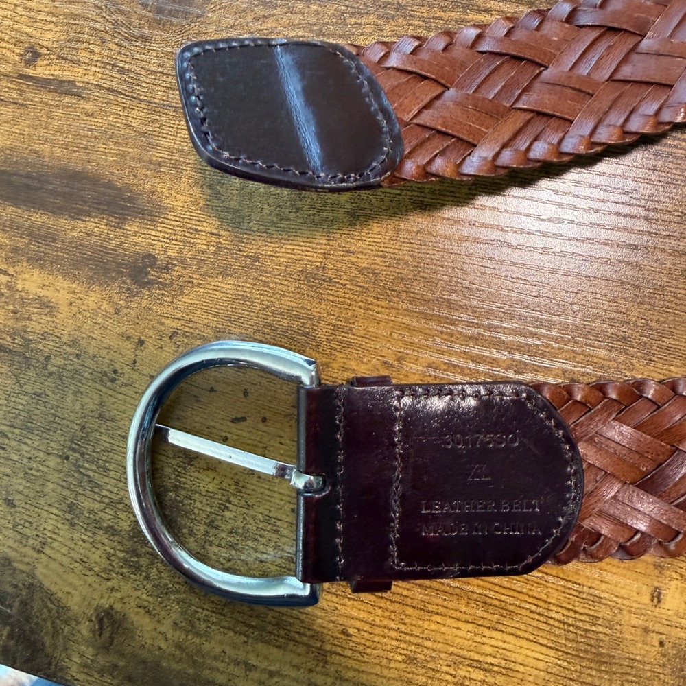 Women Braided Woven Leather Wide Belt XL Dark Brown Silver Buckle Boho 90s Vibes - Picture 10 of 10
